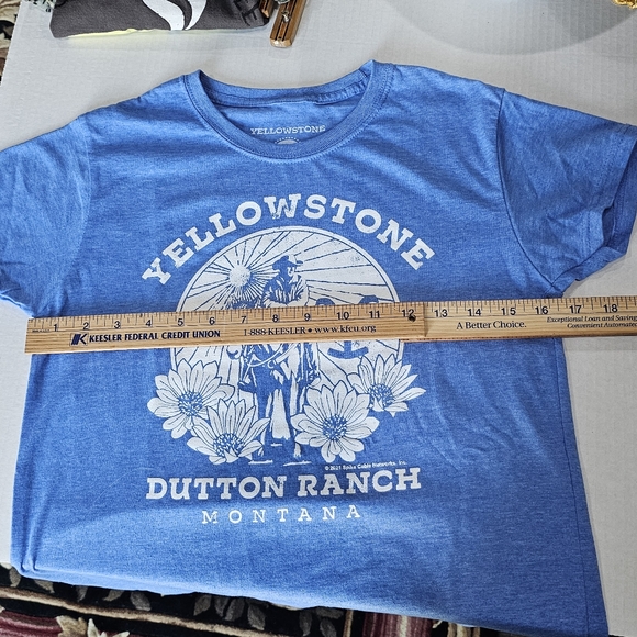 Yellowstone Dutton Ranch Montana  T-Shirt Junior Size L Blue - Picture 5 of 8